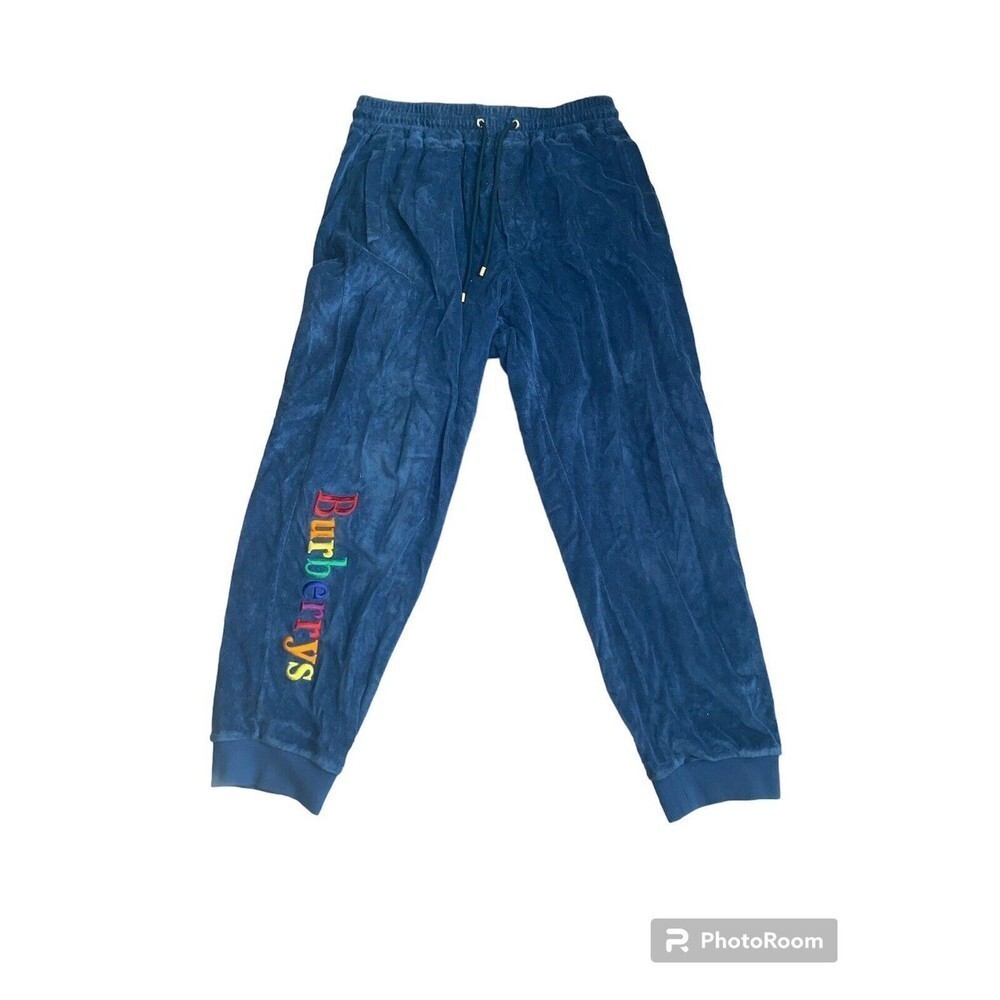 Burberry Rainbow Logo Sweatpants Embroidered Bright Blue French Terry Unisex